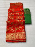 Midnight Majesty Banarasi Nilotpala Silk Saree - RED