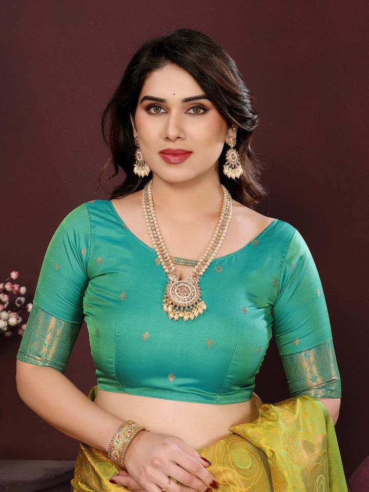 Harini Lime Bloom Banarasi Silk Saree  -PARROT