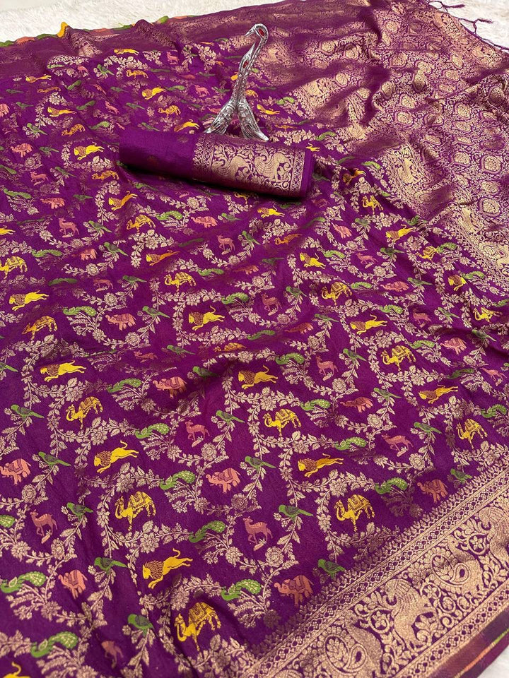 Rajsi Vanya Banarasi Saree - WINE