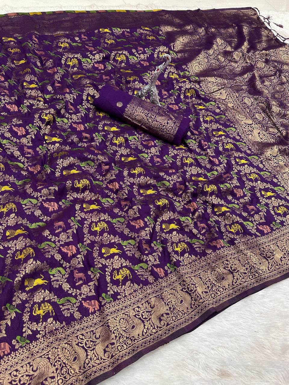 Rajsi Vanya Banarasi Saree - PURPLE