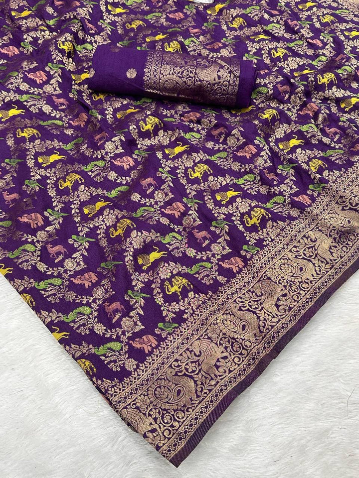 Rajsi Vanya Banarasi Saree - PURPLE