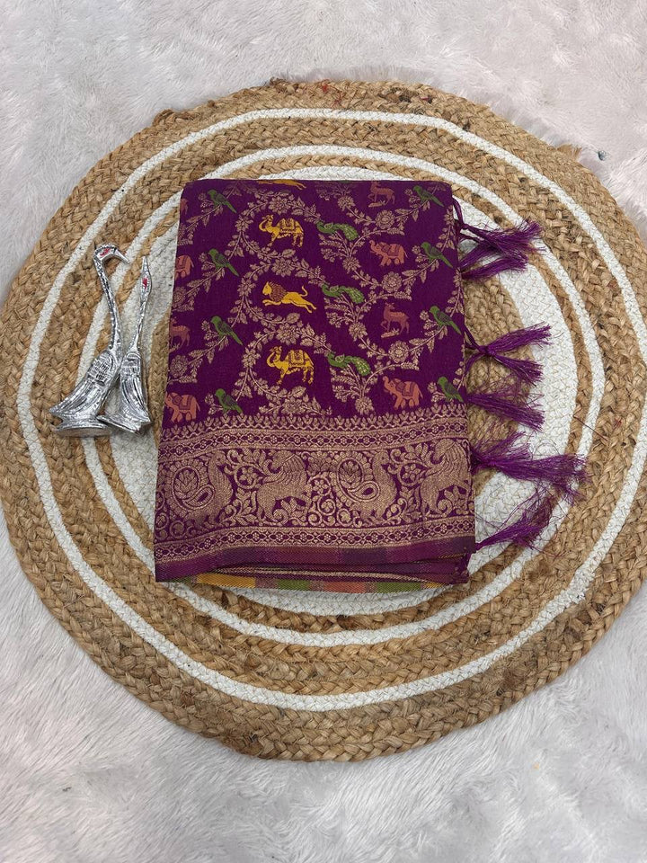 Rajsi Vanya Banarasi Saree - WINE
