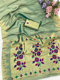 Suvarna Pushpa Bamboo Tissue Silk Paithani Saree - PISTA