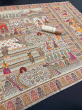 Royal Kashmiri Rajwadi Pashmina Weaving Silk Saree-WHITE