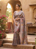 Premium Rajwadi Pashmina Silk Weaving Saree with Kashmiri Thread Woven Pallu & Zari Border- LAVENDER