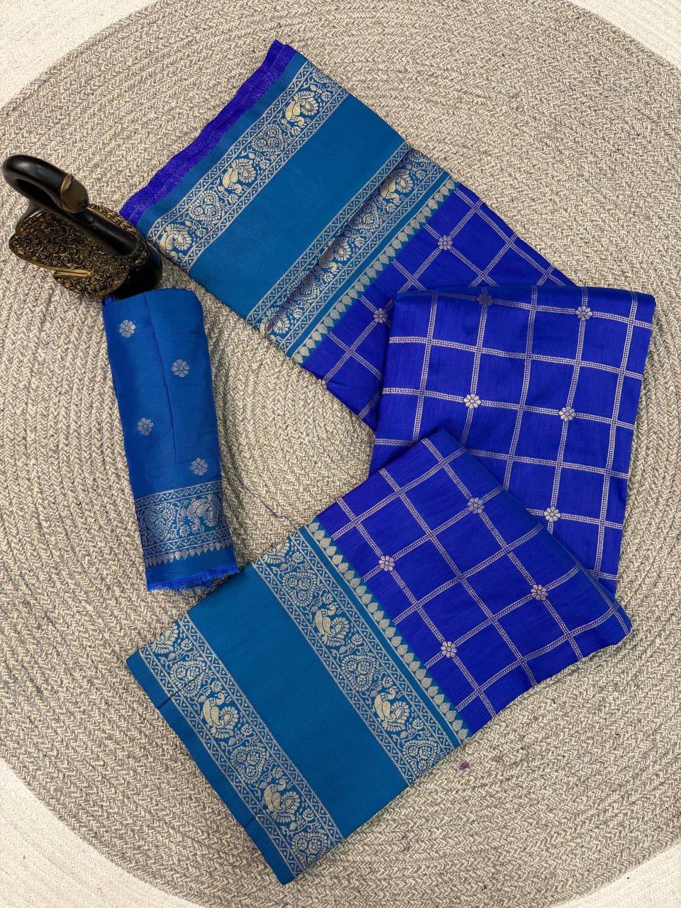 Festive Kanjivaram Soft Silk Saree | Rich Gold Zari Checks &amp; Pall
