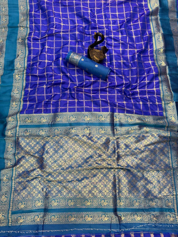 Festive Kanjivaram Soft Silk Saree | Rich Gold Zari Checks &amp; Pall