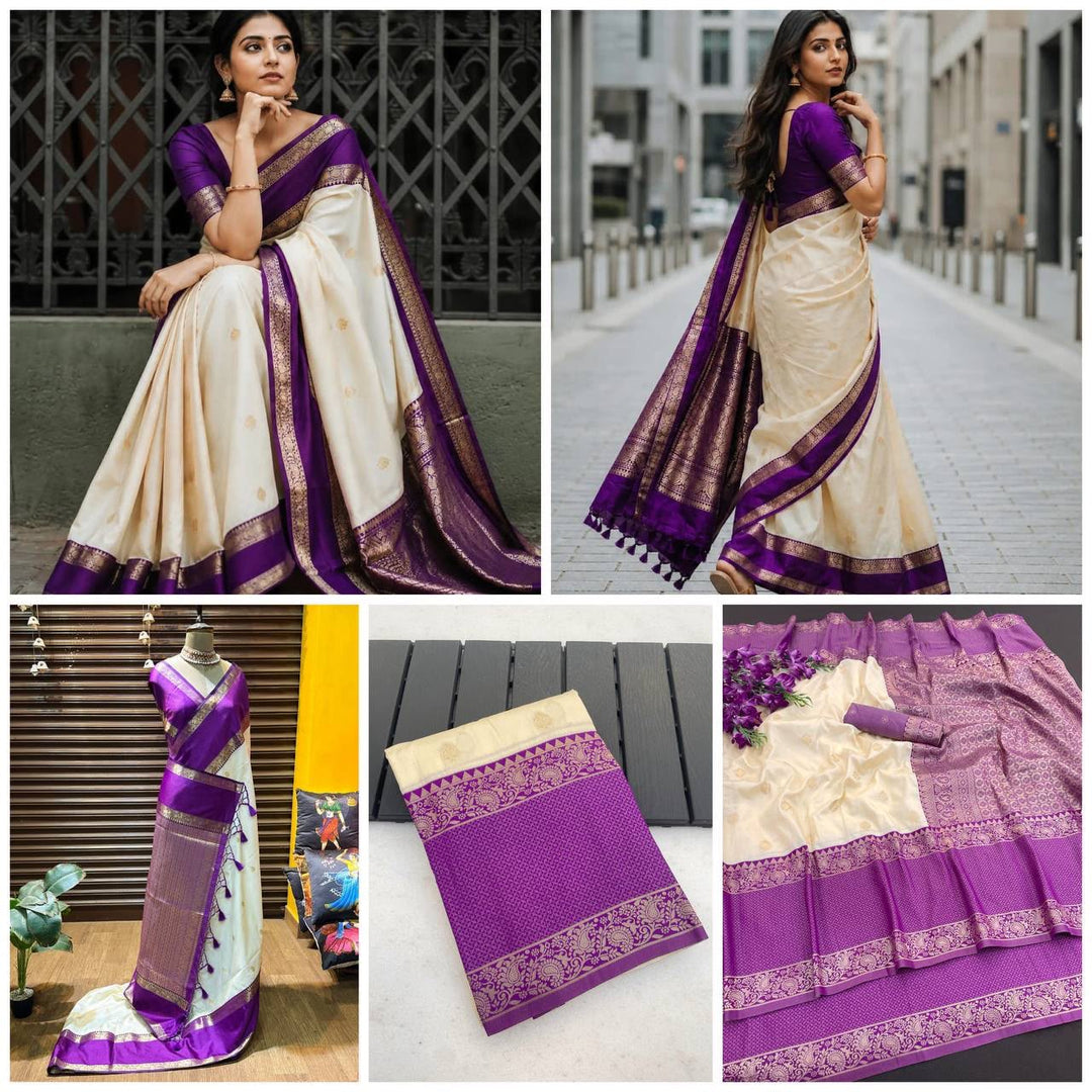 Royal Kanjivaram Copper Zari Jaal Soft Silk Saree