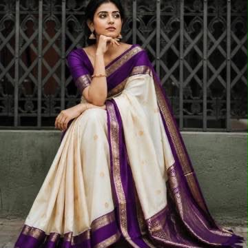 Royal Kanjivaram Copper Zari Jaal Soft Silk Saree