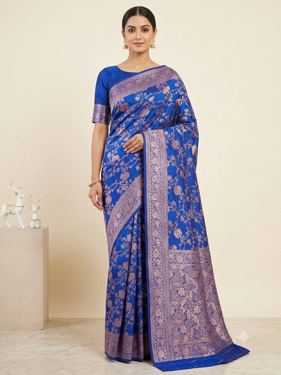 Designer Kanjivaram Soft Silk Festive Saree - BLUE
