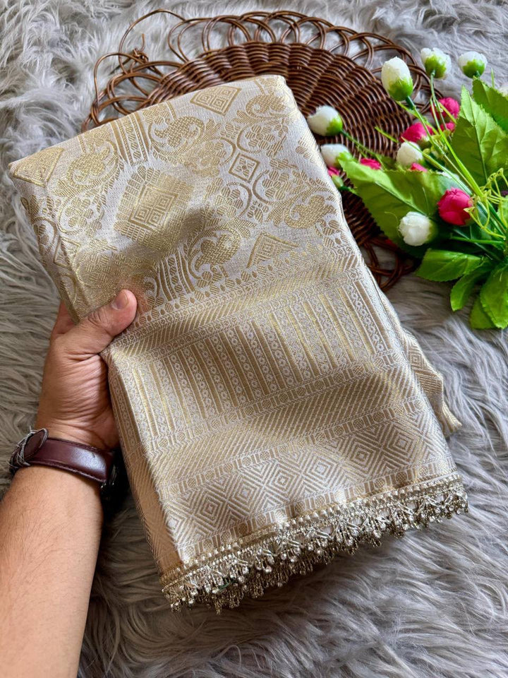 Elegant Designer Antique Gold Border - CREAM