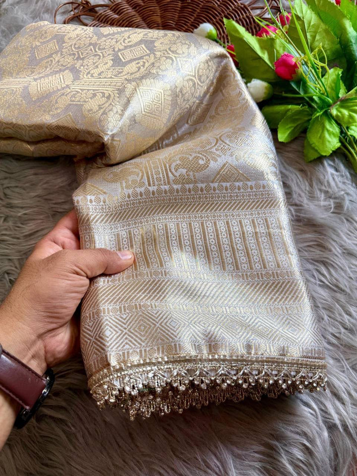 Elegant Designer Antique Gold Border - CREAM
