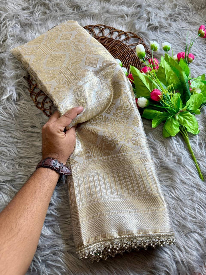 Elegant Designer Antique Gold Border - CREAM
