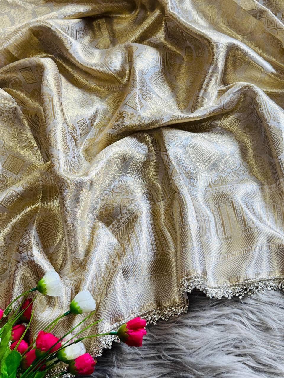 Elegant Designer Antique Gold Border - CREAM