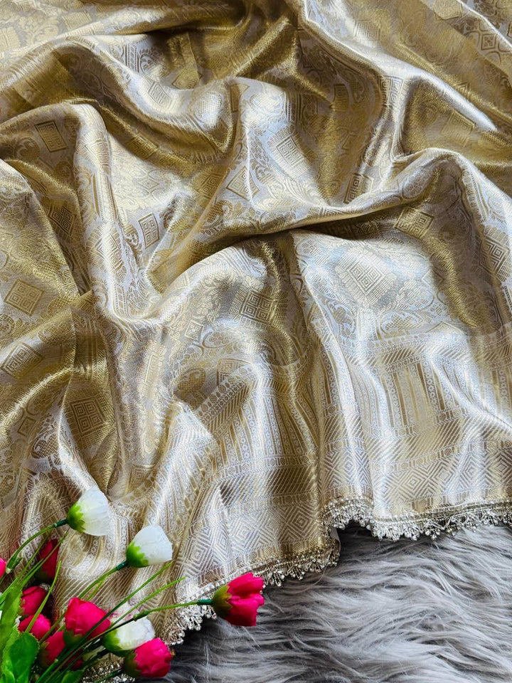 Elegant Designer Antique Gold Border - CREAM