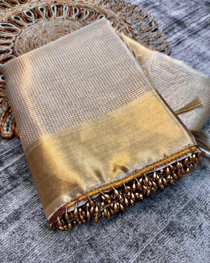 Elegant Designer Antique Gold Border - CREAM