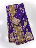 Royal Wedding Wear Paithani Silk Saree with Floral Zari Weaving - PURPLE