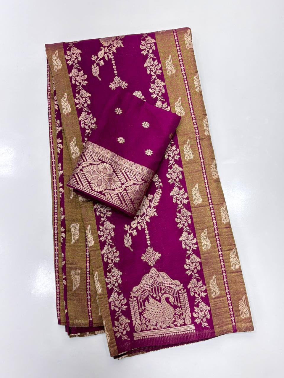 Royal Wedding Wear Paithani Silk Saree with Floral Zari Weaving - WINE