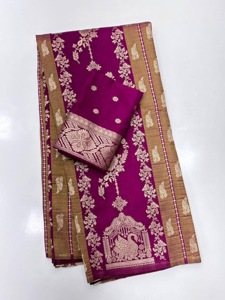 Royal Wedding Wear Paithani Silk Saree with Floral Zari Weaving - WINE