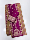 Royal Wedding Wear Paithani Silk Saree with Floral Zari Weaving - WINE