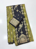 Royal Wedding Wear Paithani Silk Saree with Floral Zari Weaving - BLACK