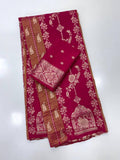 Royal Wedding Wear Paithani Silk Saree with Floral Zari Weaving - DARK PINK