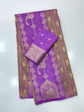 Royal Wedding Wear Paithani Silk Saree with Floral Zari Weaving - LIGHT PURPLE