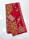 Royal Wedding Wear Paithani Silk Saree with Floral Zari Weaving - RED