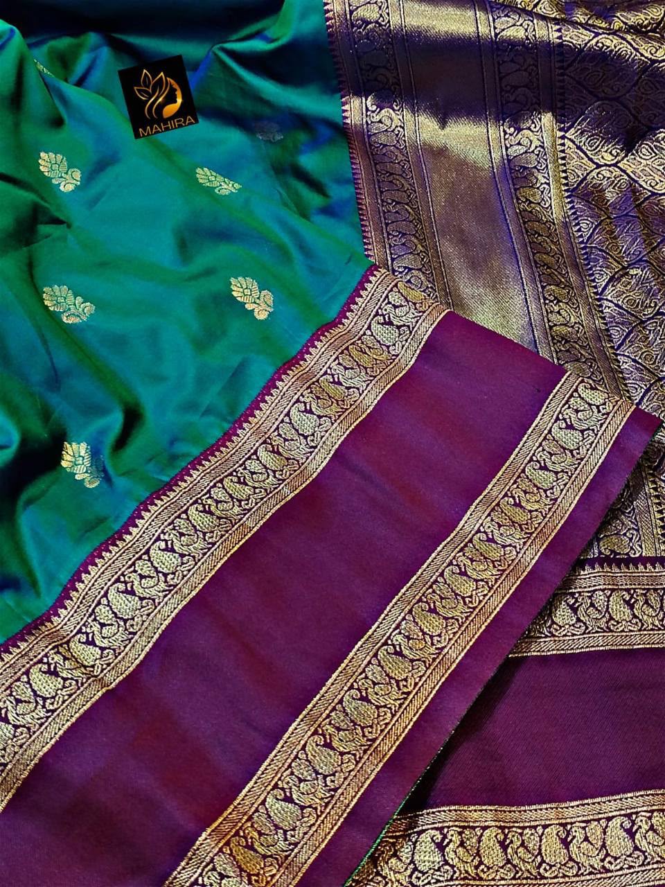 Premium Kanjivaram Soft Silk Saree with Copper Zari Jaal Weaves &amp; Rich Zari Pallu - RAMA