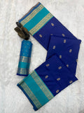 Premium Kanjivaram Soft Silk Saree with Copper Zari Jaal Weaves & Rich Zari Pallu -ROYAL BLUE