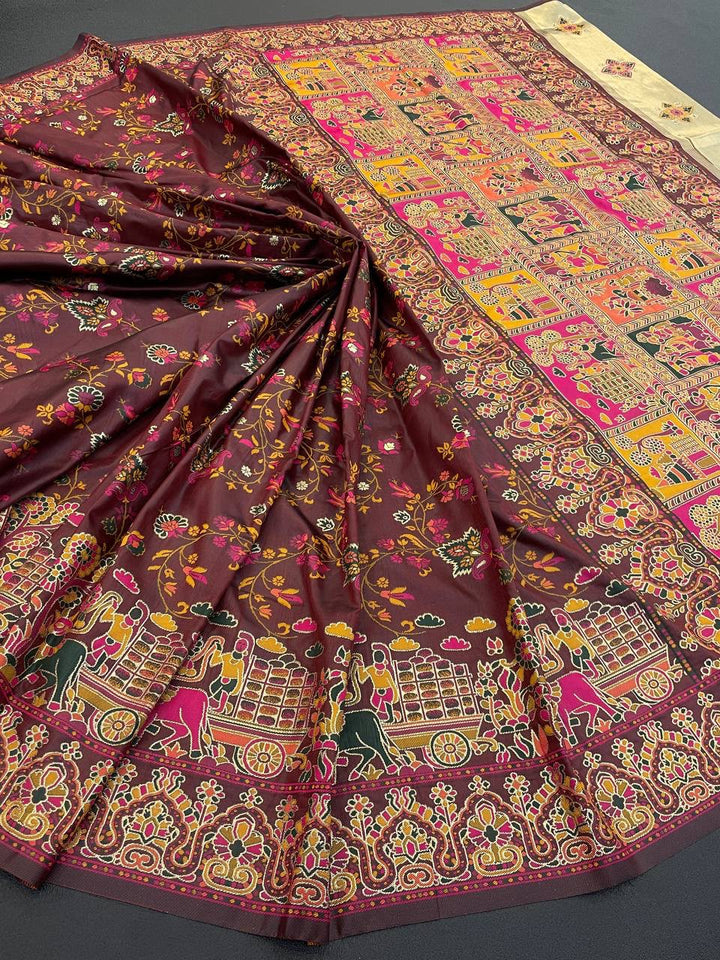Hypnotic  Pashmina Saree With Preferable Blouse Piece - BROWN