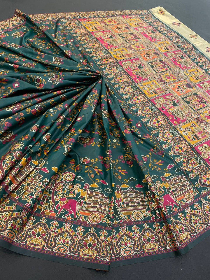 Hypnotic  Pashmina Saree With Preferable Blouse Piece - GREEN