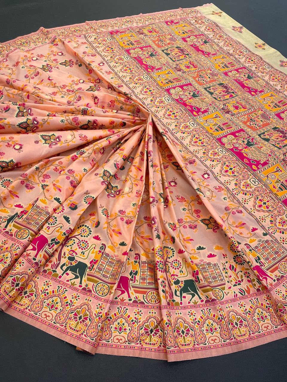 Hypnotic  Pashmina Saree With Preferable Blouse Piece - PEACH