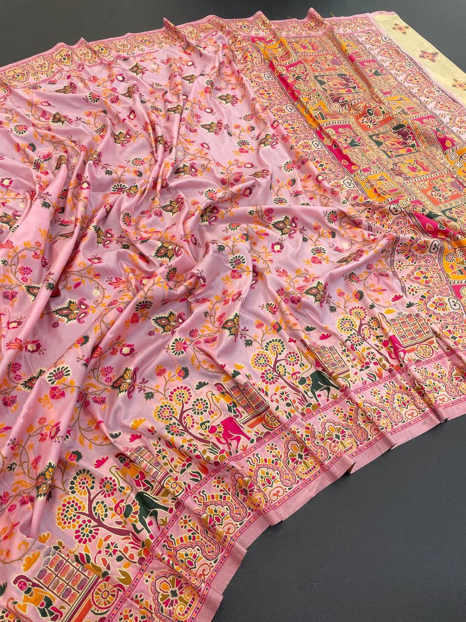 Hypnotic  Pashmina Saree With Preferable Blouse Piece - PINK