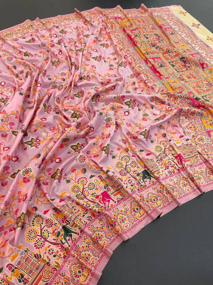 Hypnotic  Pashmina Saree With Preferable Blouse Piece - PINK