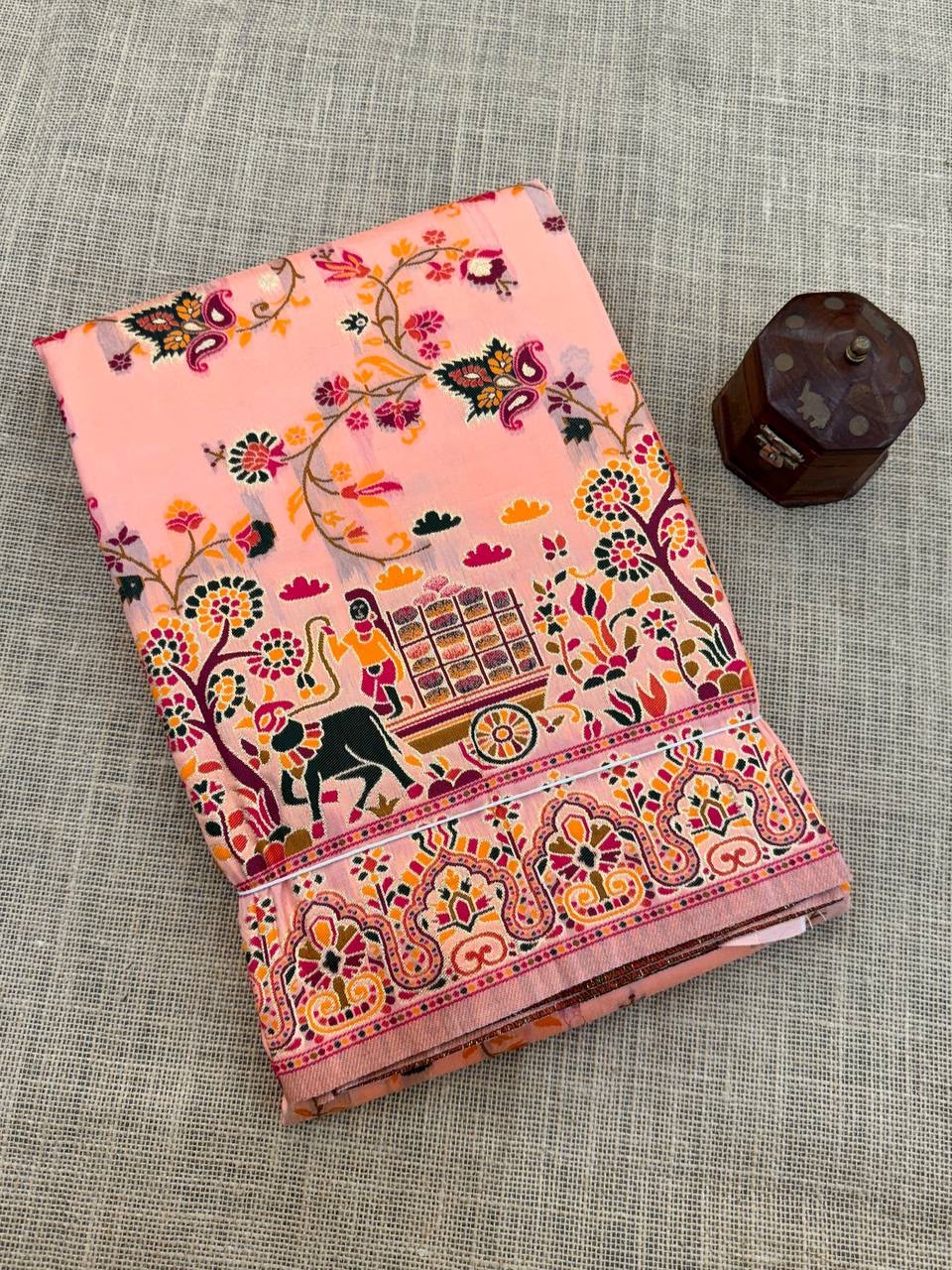 Hypnotic  Pashmina Saree With Preferable Blouse Piece - PEACH