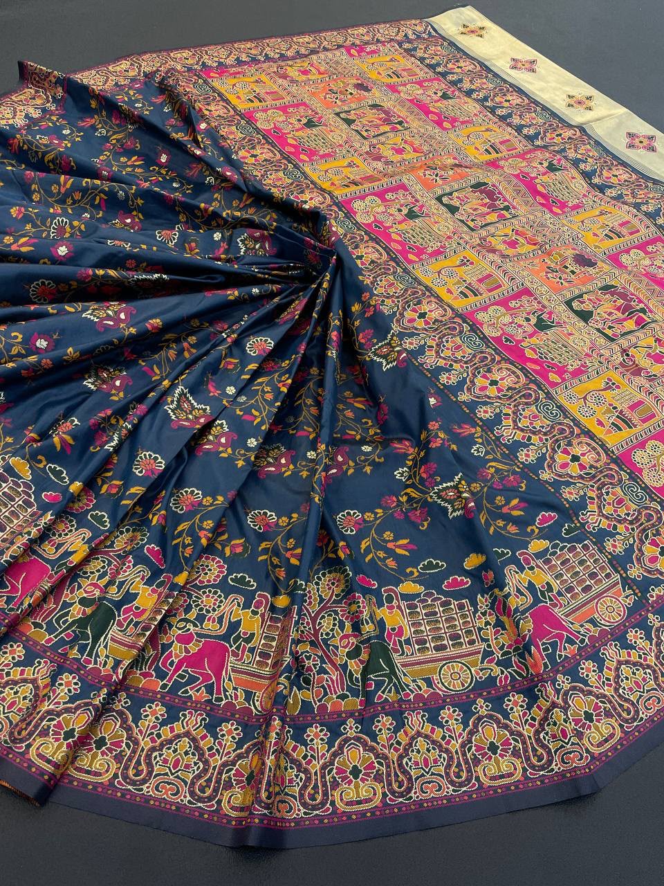 Hypnotic  Pashmina Saree With Preferable Blouse Piece - BLUE