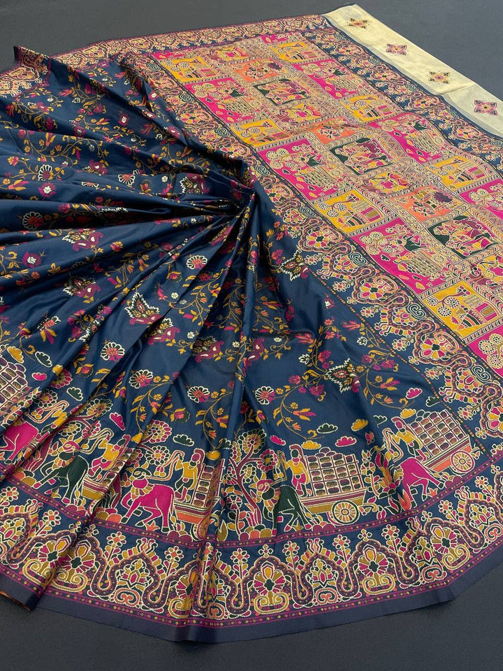 Hypnotic  Pashmina Saree With Preferable Blouse Piece - BLUE