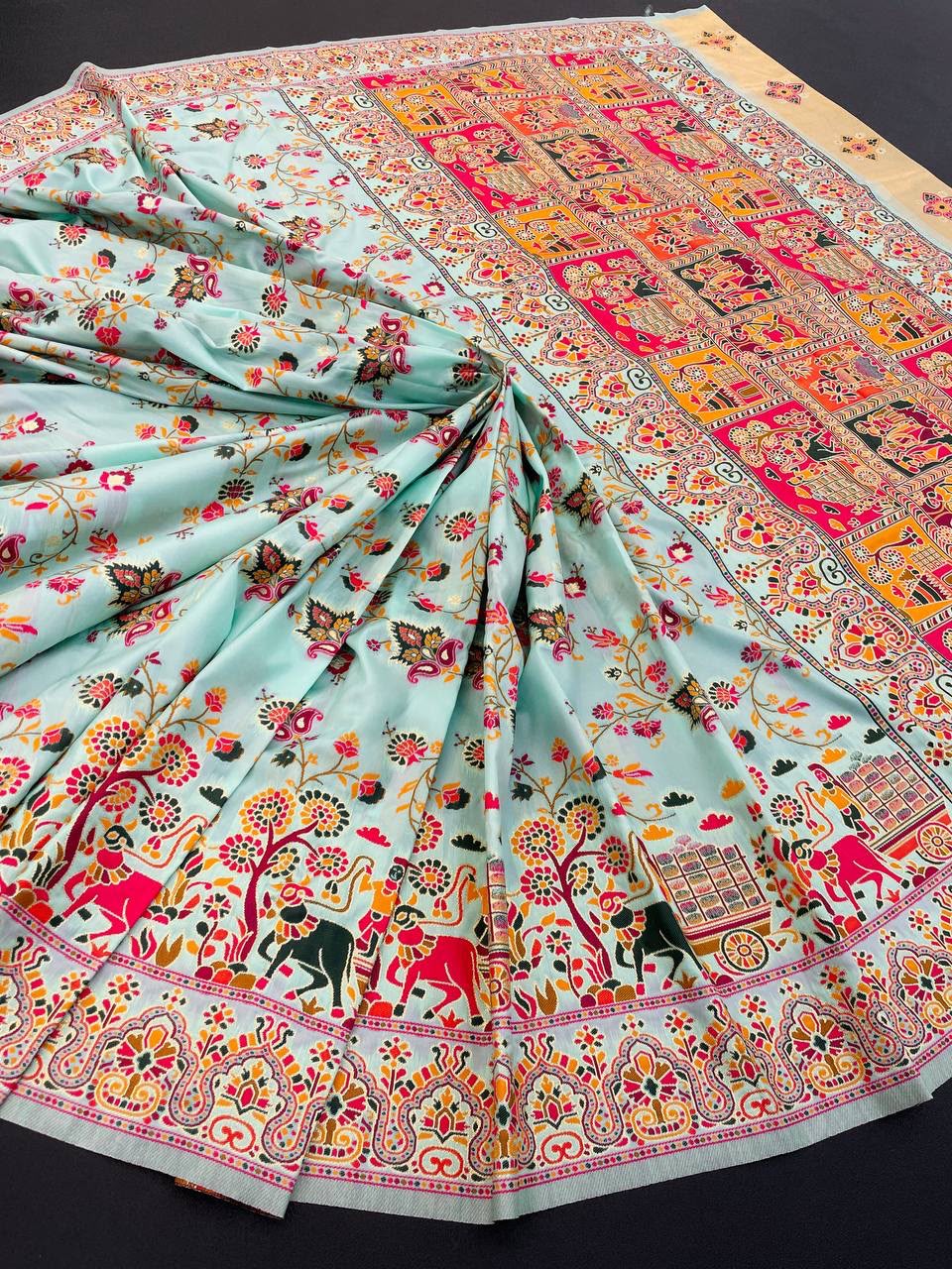 Hypnotic  Pashmina Saree With Preferable Blouse Piece - SKY