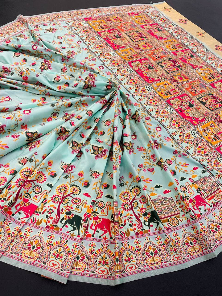 Hypnotic  Pashmina Saree With Preferable Blouse Piece - SKY