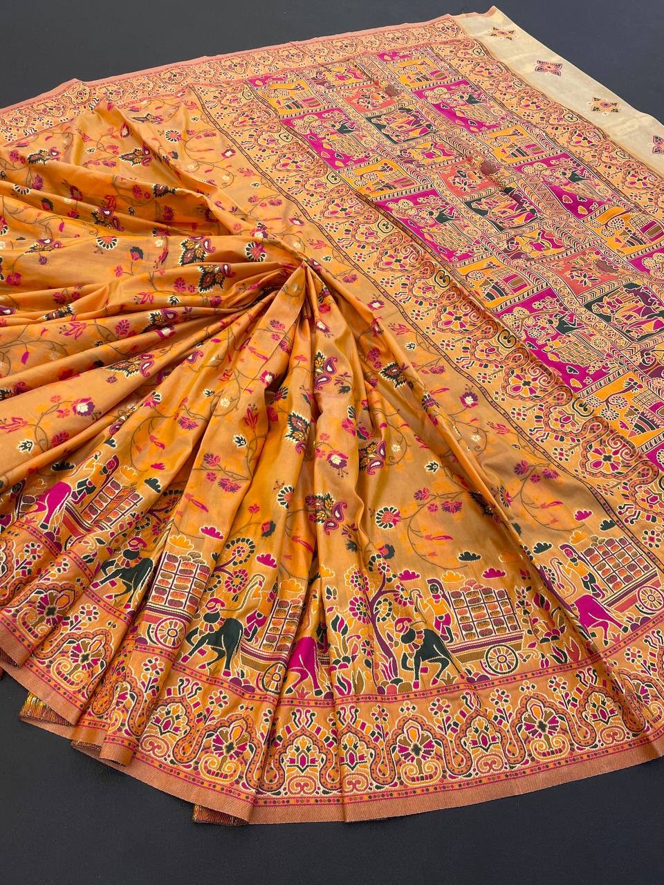 Hypnotic  Pashmina Saree With Preferable Blouse Piece - YELLOW