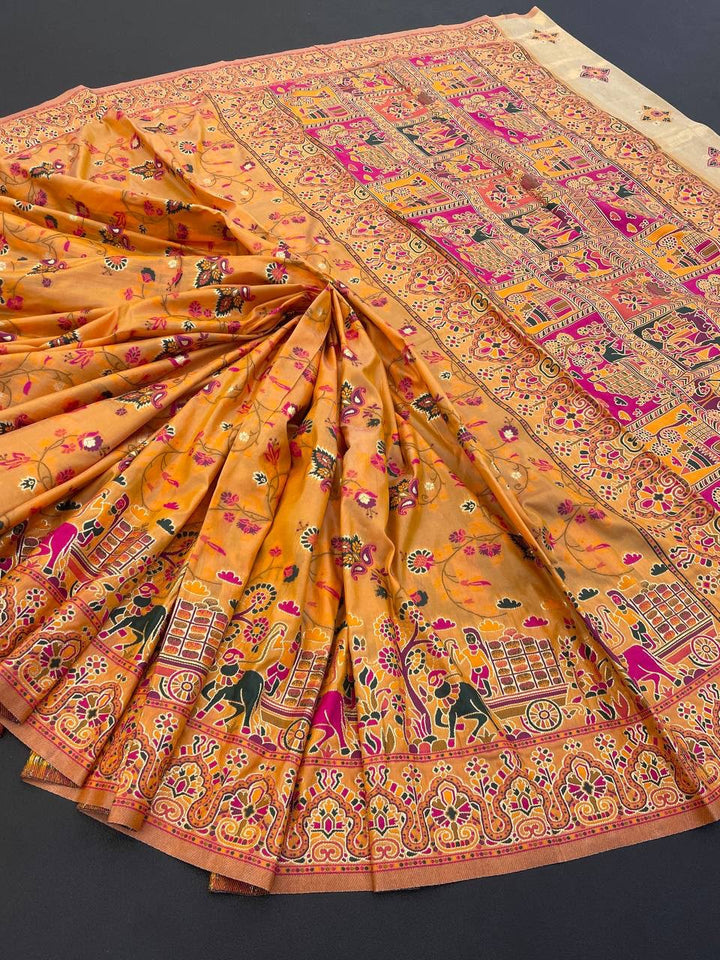 Hypnotic  Pashmina Saree With Preferable Blouse Piece - YELLOW