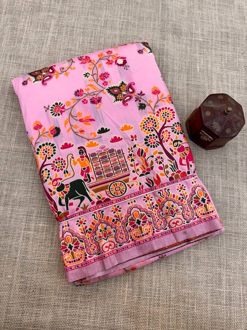 Hypnotic  Pashmina Saree With Preferable Blouse Piece - PINK