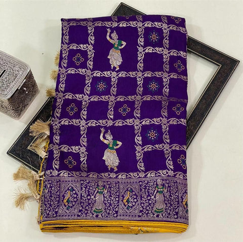 Dola Silk Weaving Saree With Rich Zari Woven Pallu With Fancy Tassels