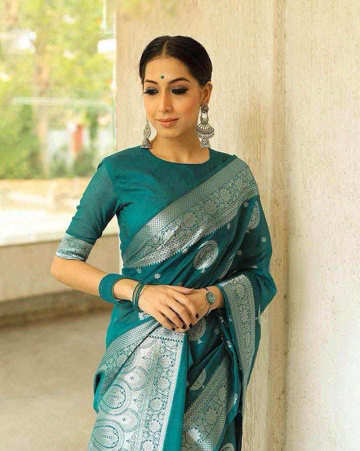 Rama Green Banarasi Silk Saree