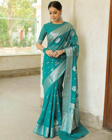 Rama Green Banarasi Silk Saree