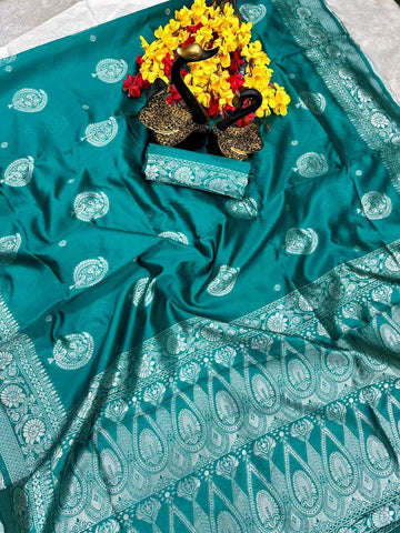 Rama Green Banarasi Silk Saree