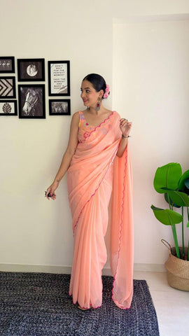 Beautiful Georgette Cut Border Saree