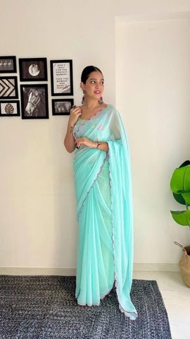 Beautiful Georgette Cut Border Saree