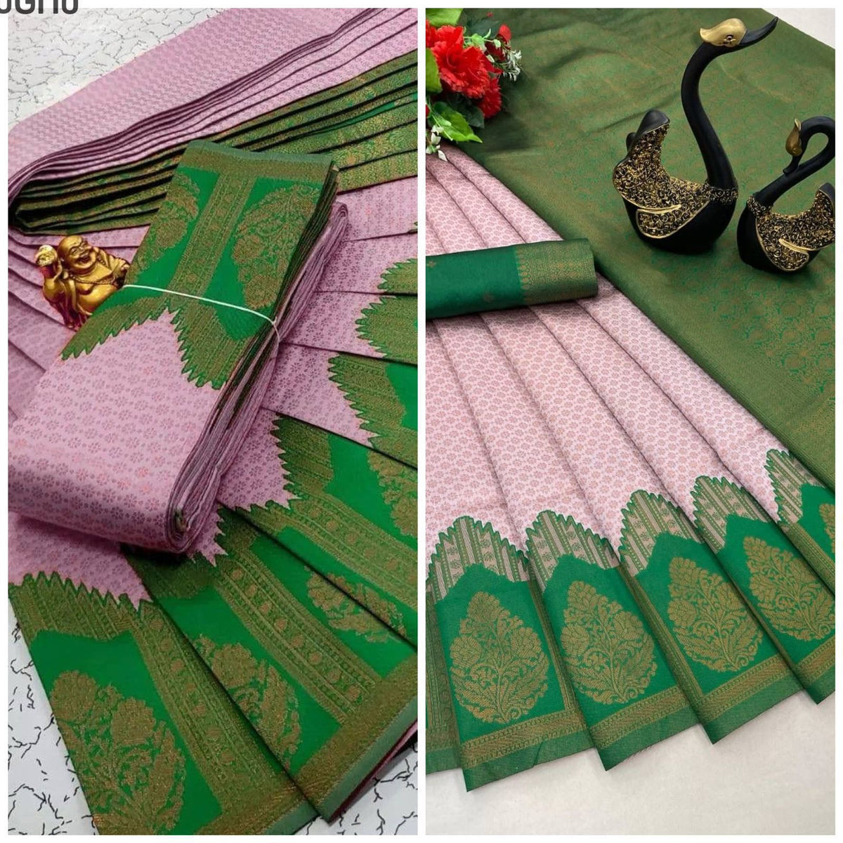 Pink Banarasi Copper Silk Saree